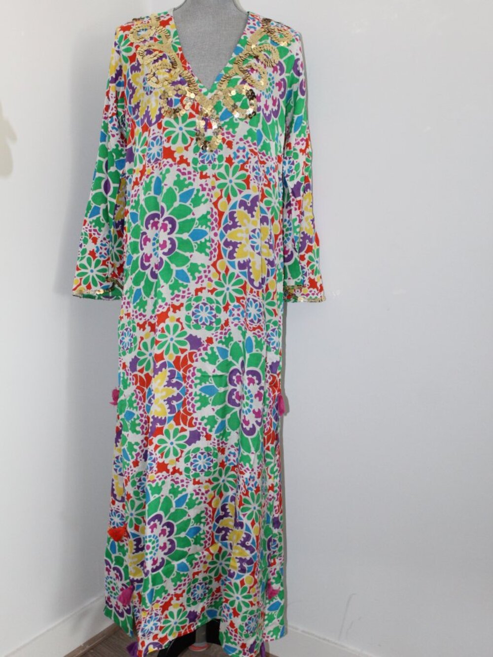 NWT MISS JUNE Paris Gueliz V-Neck Sequin Maxi Cover Up Dress One Size Multicolor